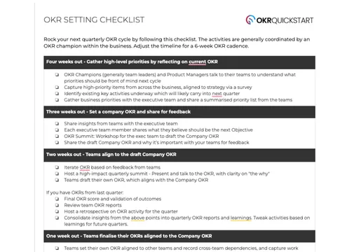OKR Setting Checklist preview