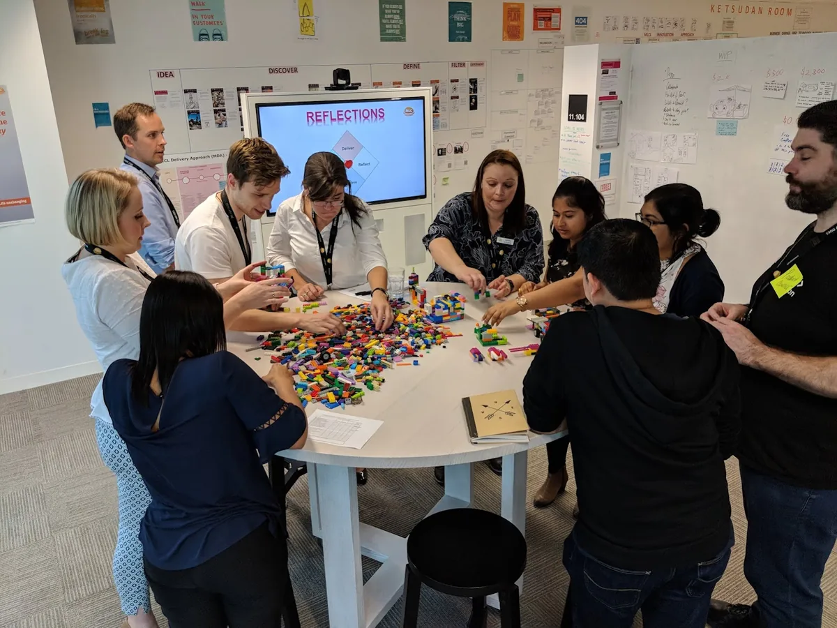 MLC Life agile coaches working with a team on outcomes
